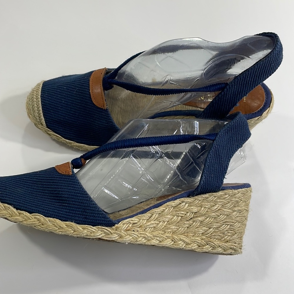 Ralph Lauren Blue Jute Wedge  Sandal  7.5 SH462